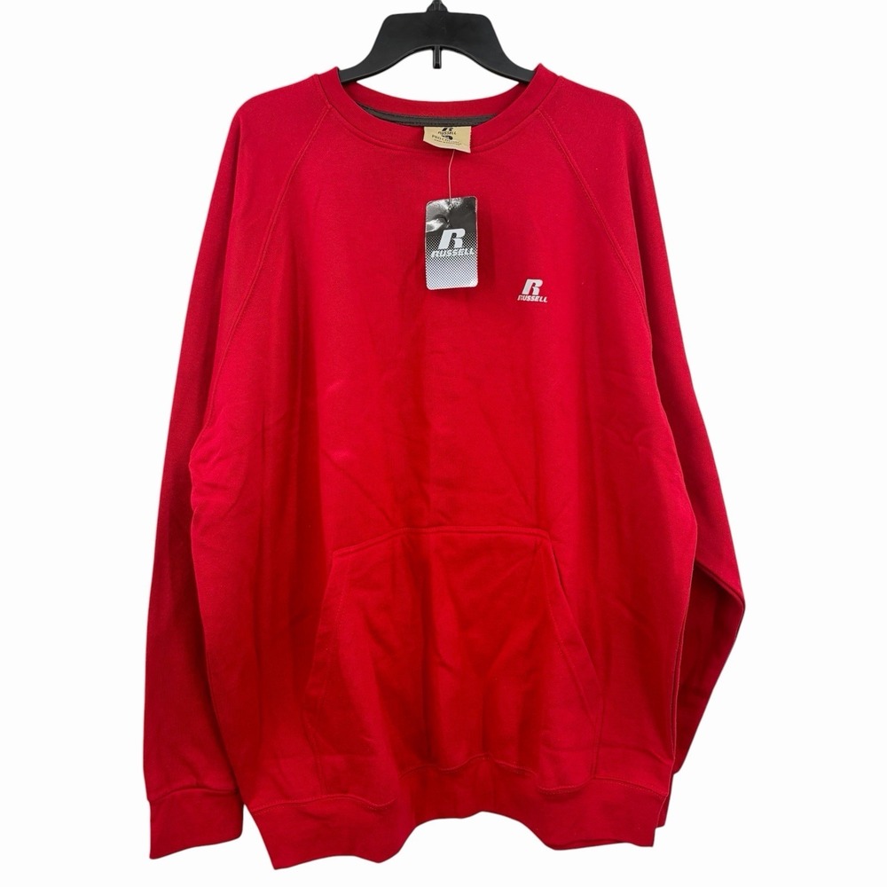 Vintage Russell Pro Cotton Crewneck Sweatshirt Mens 2XL 90's Kangaroo Pocket Red